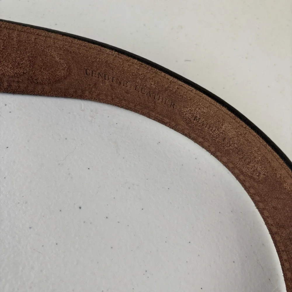 Leather‎ Fishing Belt Sz 38 Bass Fisherman Tooled Brown Leather Removable Buckle